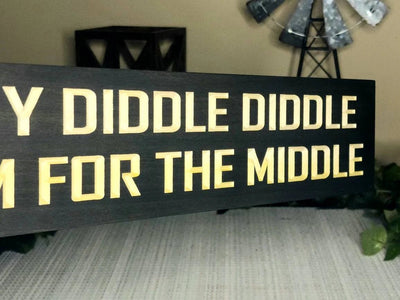 hey diddle diddle aim for the middle sign - funny bathroom sign - CNC-carved by Bluegrass Gifts