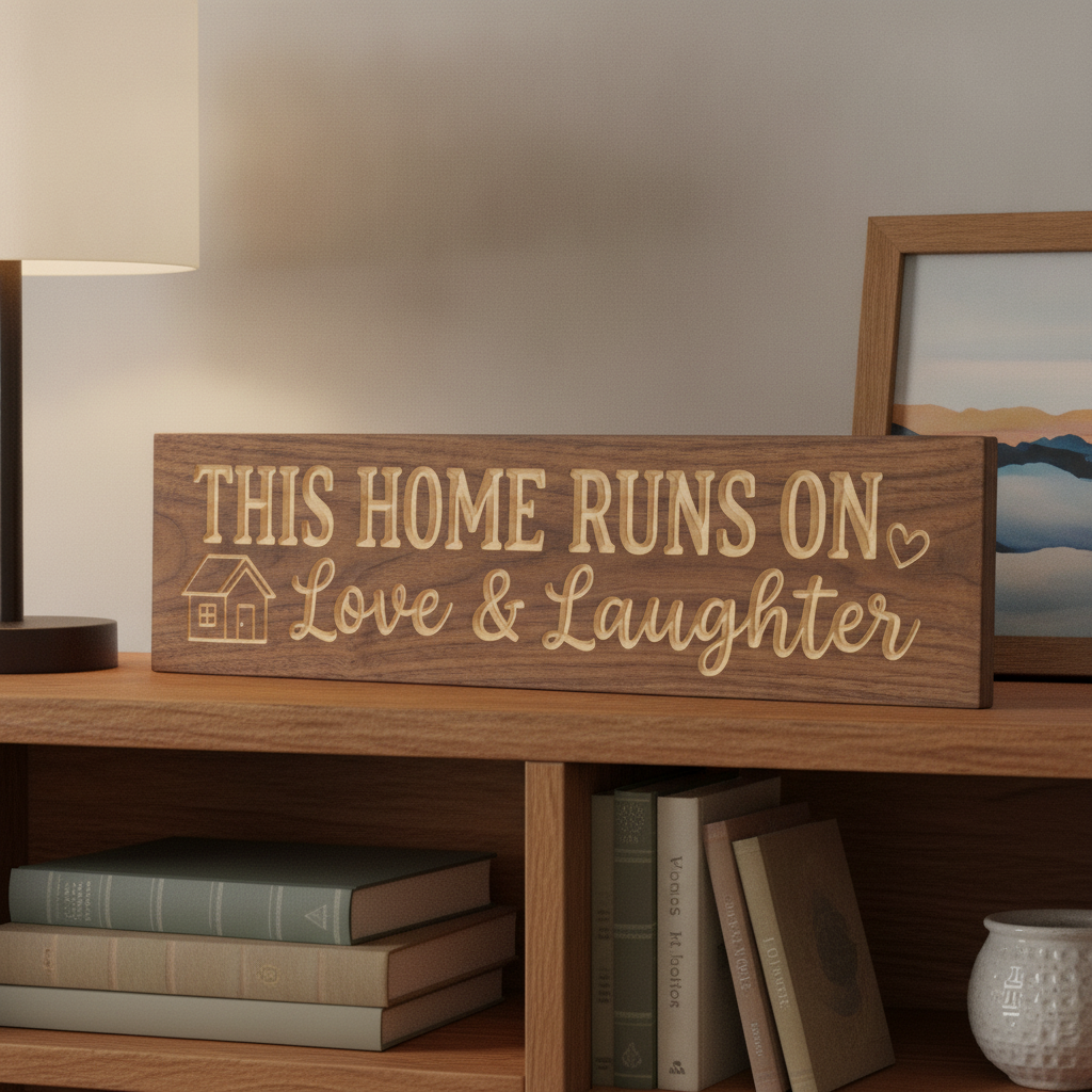 Family Room Sign — This Home Runs On Love & Laughter — product details — Bluegrass Gifts