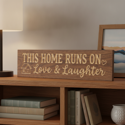 Family Room Sign — This Home Runs On Love & Laughter — product details — Bluegrass Gifts