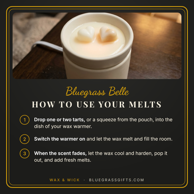 How to use wax tarts or the squeeze pouch in a warmer, in three steps