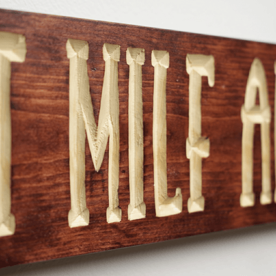 CNC V-Carved Letter Detail – I Eat MILF and Cookies Handmade Solid Wood Sign