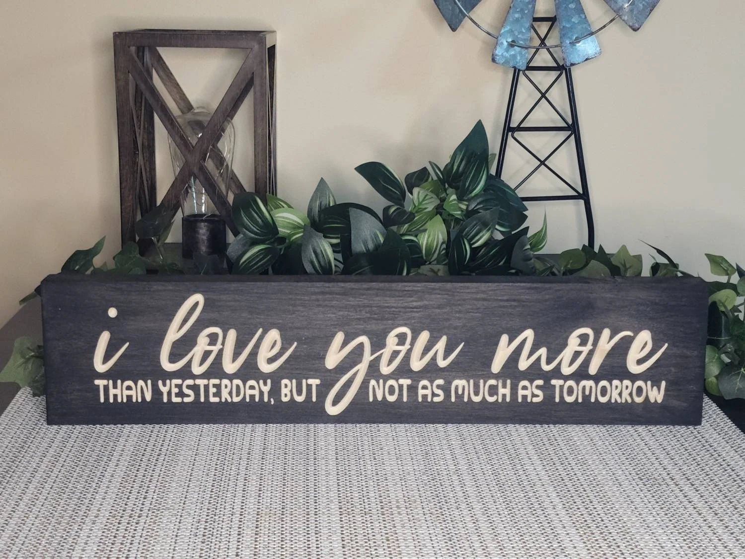 i love you more than yesterday wood sign - anniversary gift for couple - CNC-carved by Bluegrass Gifts
