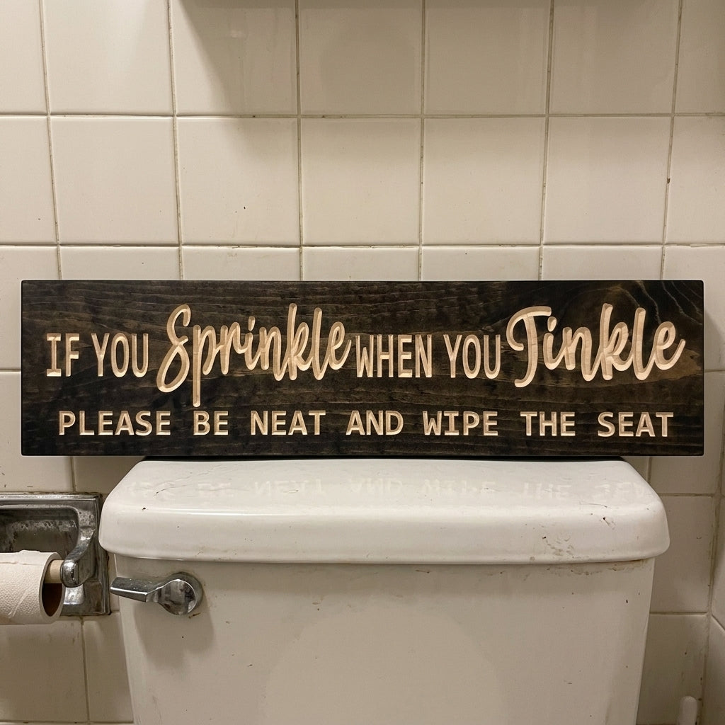 If You Sprinkle When You Tinkle Sign - Funny Bathroom Etiquette Wall Art