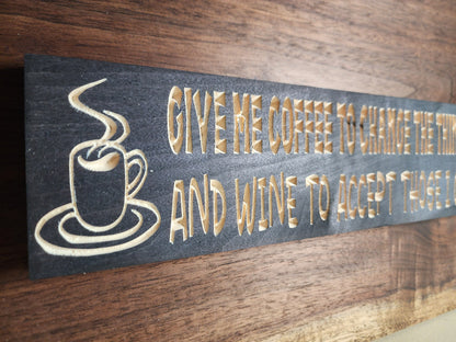 Coffee and Wine Quote Sign - Rustic Kitchen Wall Décor ☕🍷