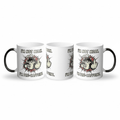 Im Not Mean, Im Pre-Caffeine Magic Mug - heat activated color change video by Bluegrass Gifts