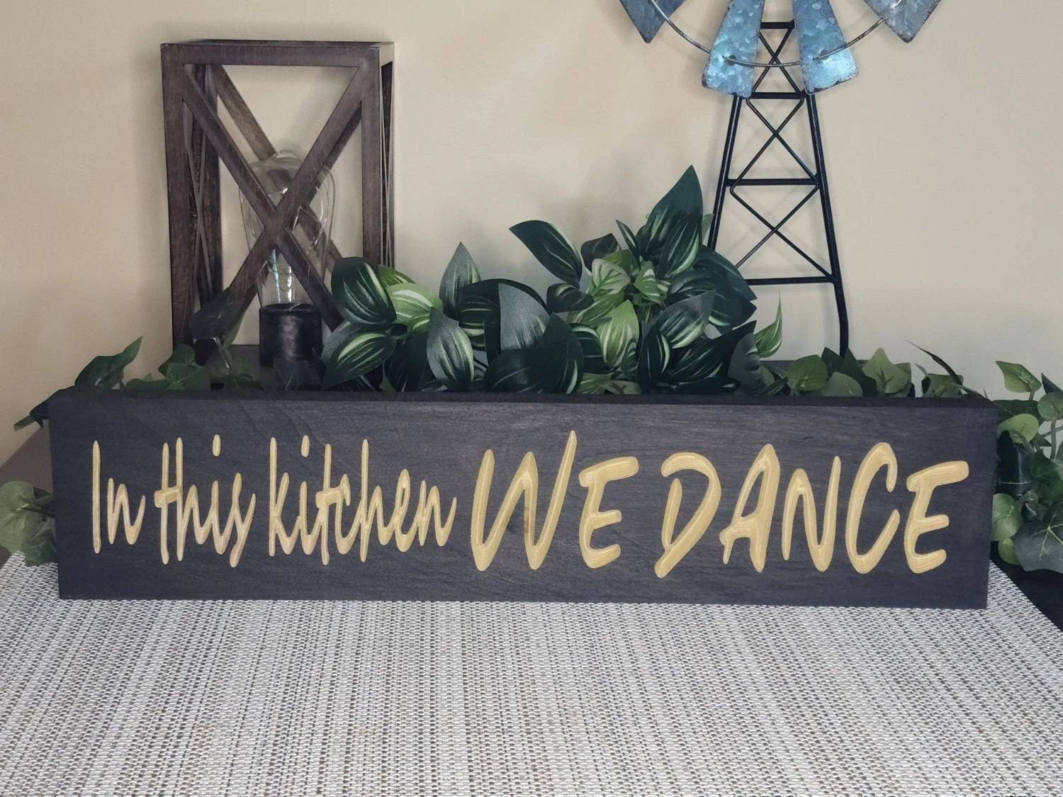 in this kitchen we dance wood sign - kitchen wall decor - CNC-carved by Bluegrass Gifts