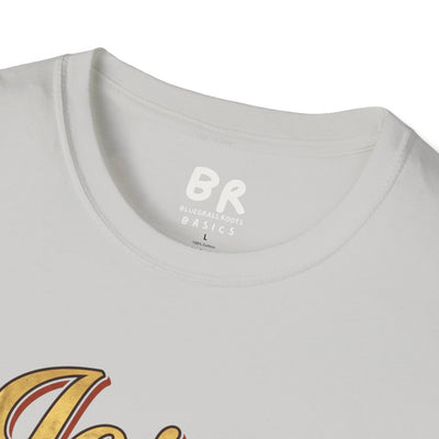 Jesus Is King Shirt — Gold Leaf Script Christian Tee in Ice Grey