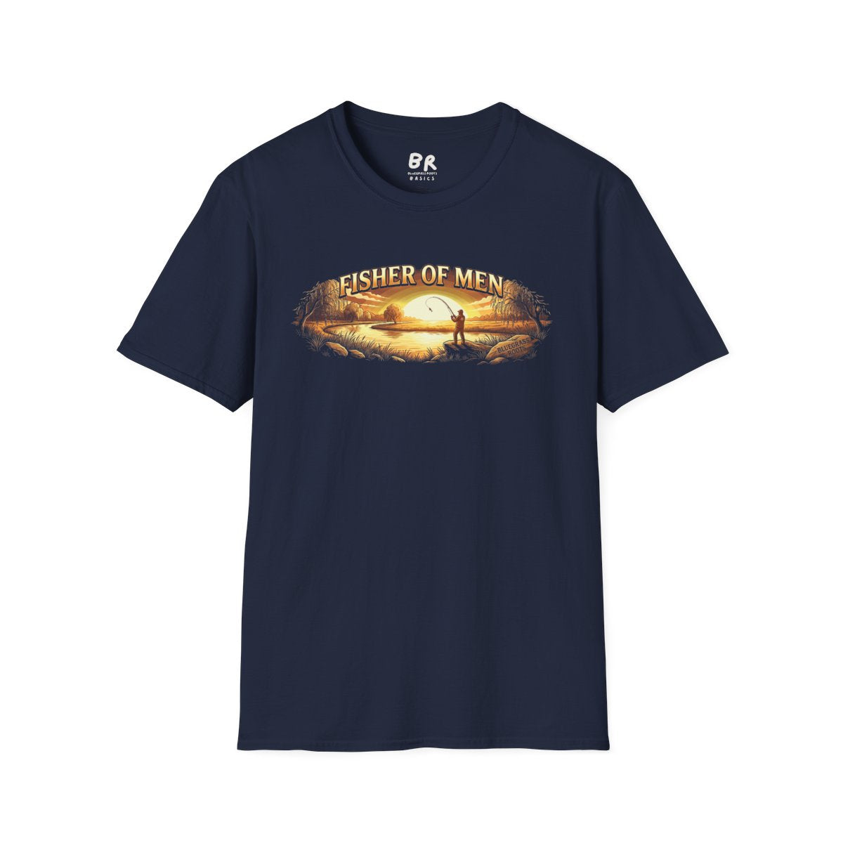 Jesus Shirt for Men — "Fisher of Men" Faith Graphic Tee in Navy