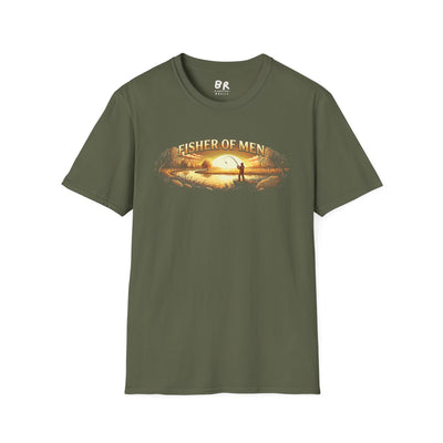 Jesus Shirt for Men — "Fisher of Men" Faith Graphic Tee in Military Green