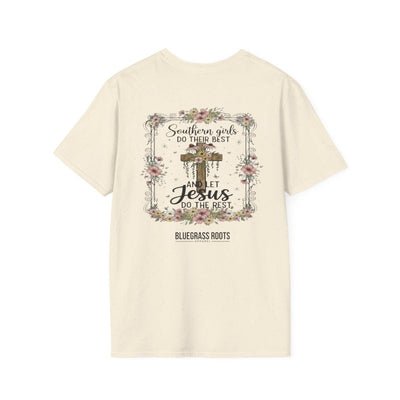Jesus Shirt for Women — "Southern Girls & Jesus" Floral Tee in Natural