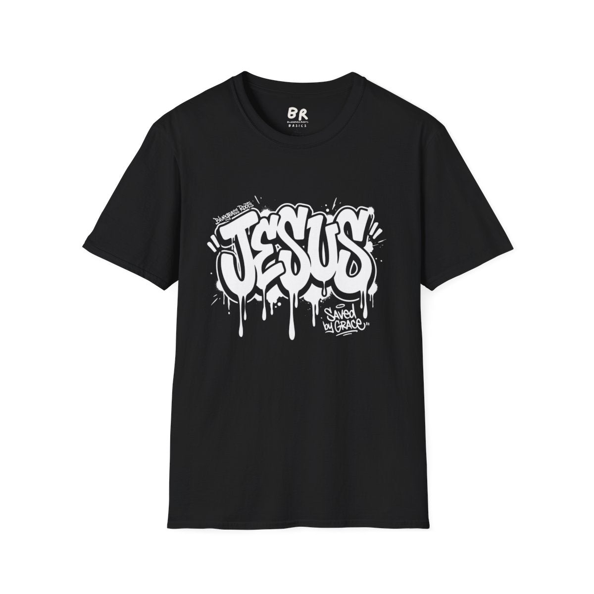 Jesus Tee — "Saved by Grace" Graffiti Christian Streetwear Shirt in Black