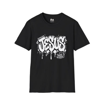 Jesus Tee — "Saved by Grace" Graffiti Christian Streetwear Shirt in Black