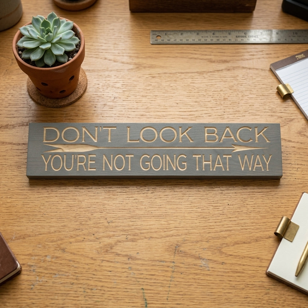 Keep Going Sign — Don't Look Back, You're Not Going That Way