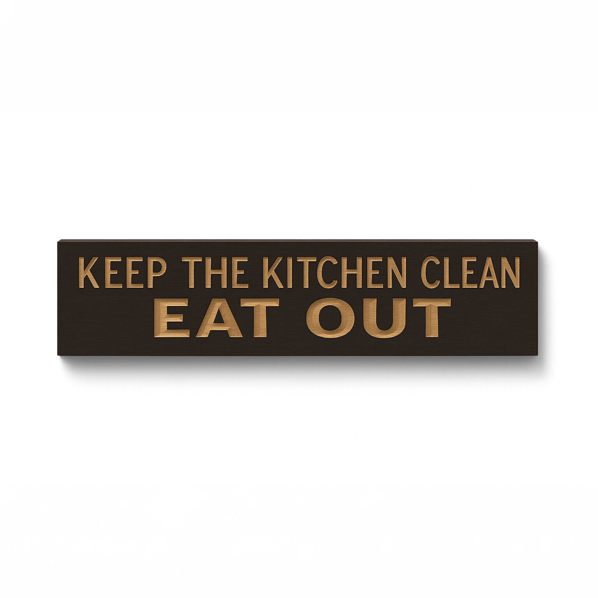 Humorous eat out wall art with quirky kitchen - keep the kitchen clean wood sign by Bluegrass Gifts