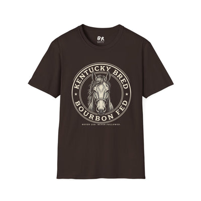 Kentucky T Shirt — "Kentucky Bred, Bourbon Fed" Horse Tee in Dark Chocolate