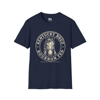 Kentucky T Shirt — "Kentucky Bred, Bourbon Fed" Horse Tee in Navy
