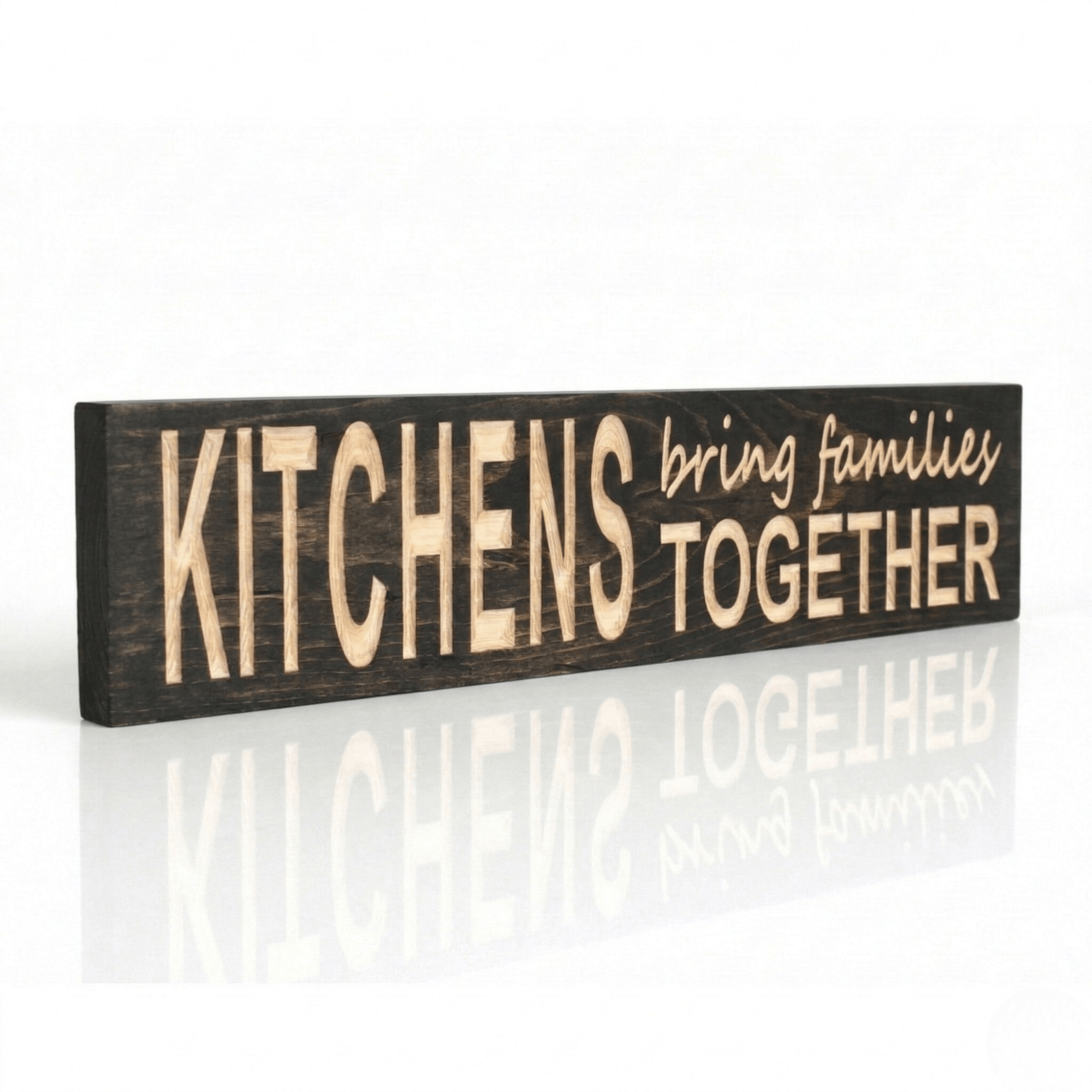 handmade-wooden-sign-packaging-process - kitchens bring families together wood sign by Bluegrass Gifts, handmade in Kentucky