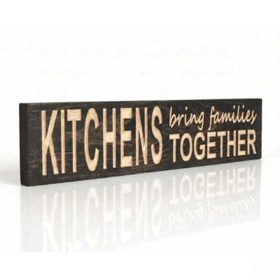 handmade-wooden-sign-packaging-process - kitchens bring families together wood sign by Bluegrass Gifts, handmade in Kentucky