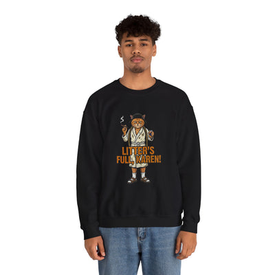 Litters Full: The Official Uniform of Holiday Chaos Crewneck Sweatshirt - crewneck sweatshirt back view by Bluegrass Gifts