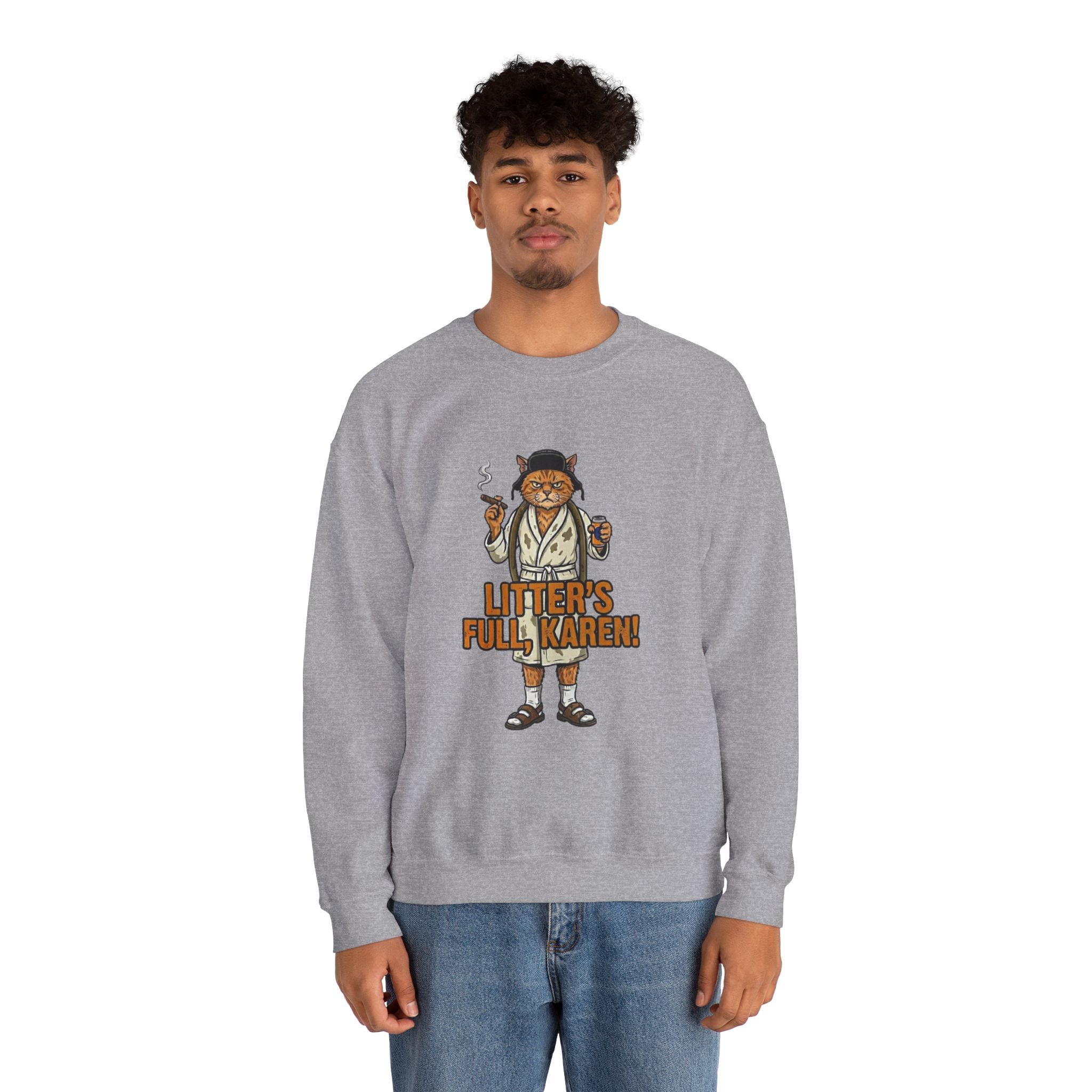 Litters Full: The Official Uniform of Holiday Chaos Crewneck Swe - crewneck sweatshirt folded stack colors by Bluegrass Gifts