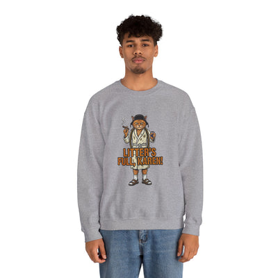 Litters Full: The Official Uniform of Holiday Chaos Crewneck Swe - crewneck sweatshirt folded stack colors by Bluegrass Gifts