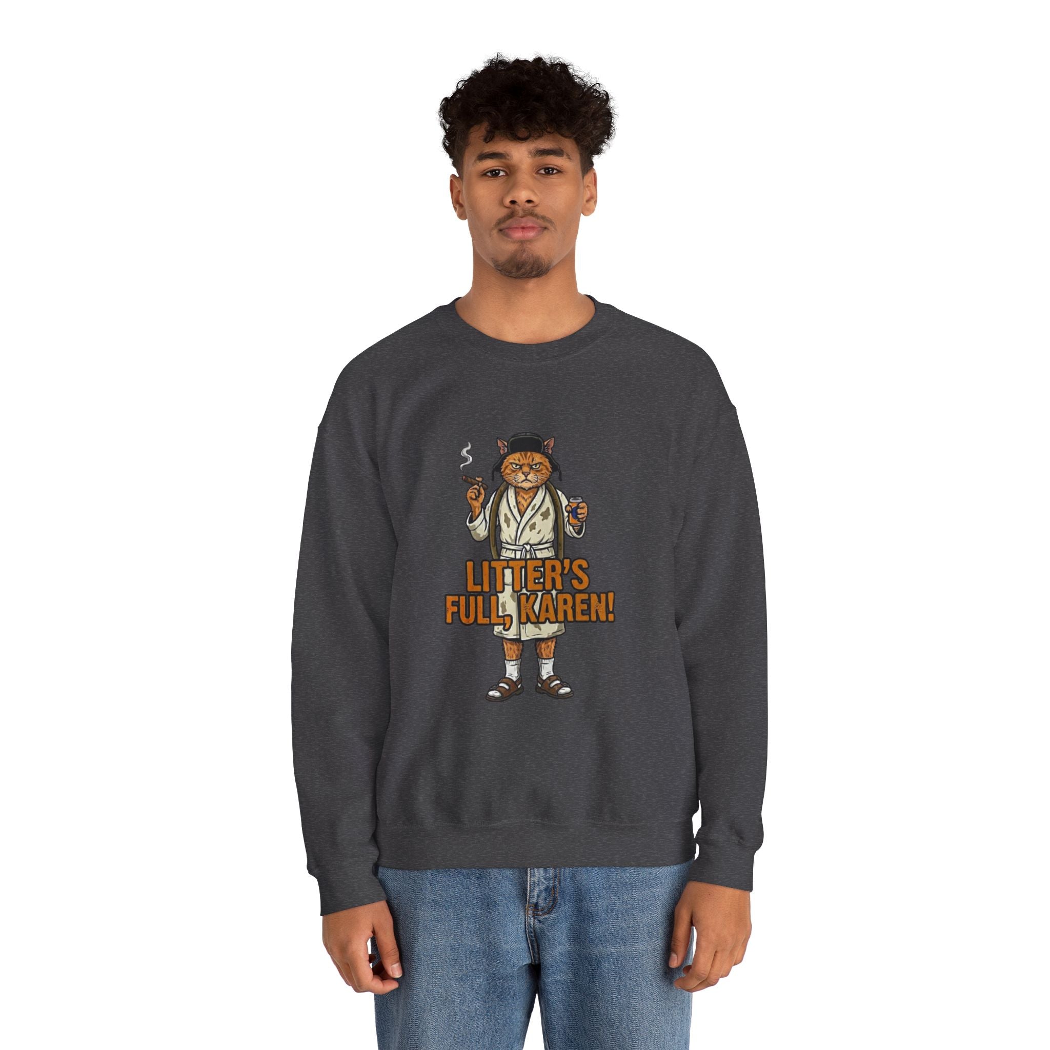 Litters Full: The Official Uniform of Holiday Chaos Crewneck Sweatshi - crewneck sweatshirt product mockup by Bluegrass Gifts