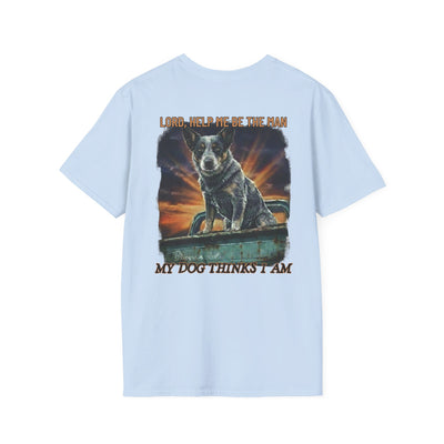 Lord, Help Me Blue Heeler Vintage Truck T-Shirt - cotton graphic tee folded display by Bluegrass Gifts