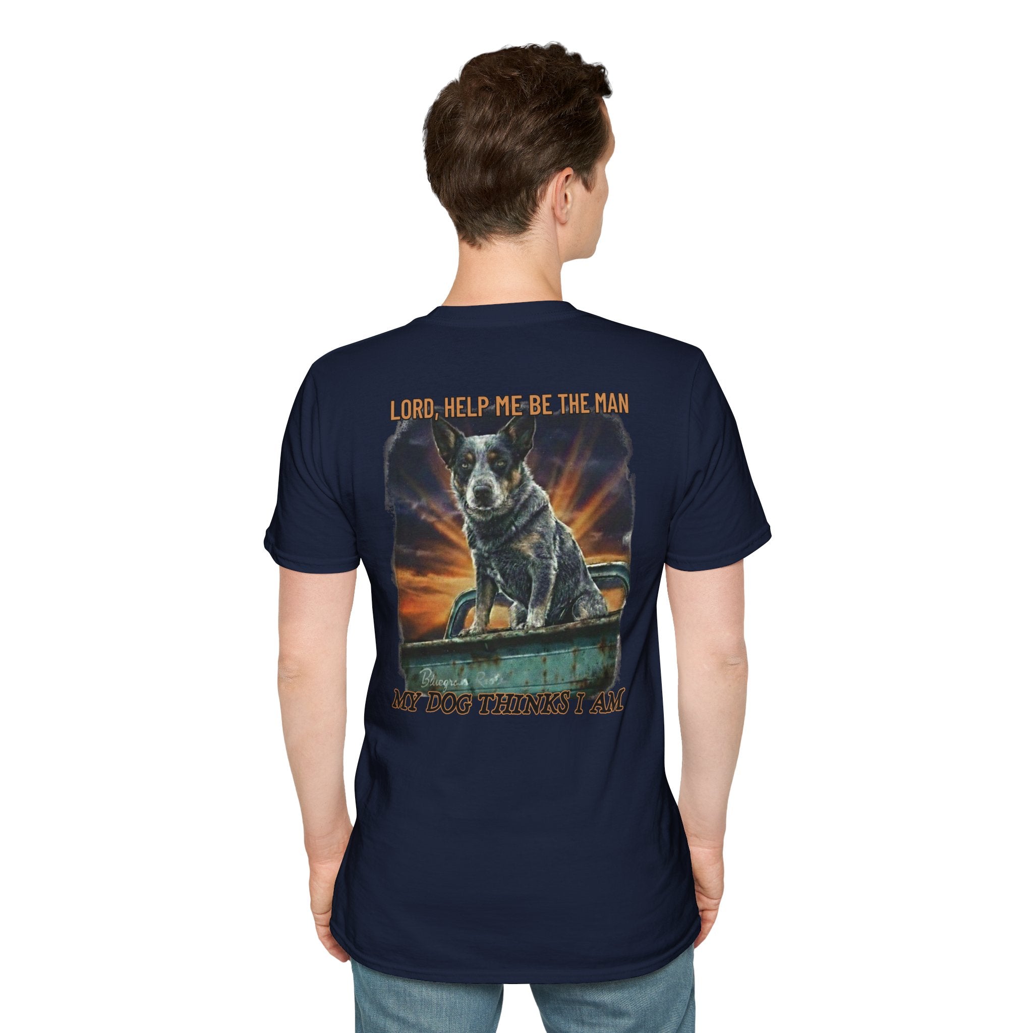 Lord, Help Me Blue Heeler Vintage Truck T-Shirt - graphic tee lifestyle model shot by Bluegrass Gifts