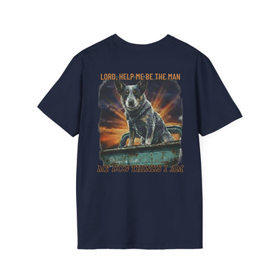 Lord, Help Me Blue Heeler Vintage Truck T-Shirt - unisex graphic tee front design by Bluegrass Gifts