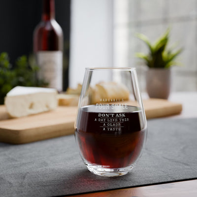 Engraved glass styled on a table