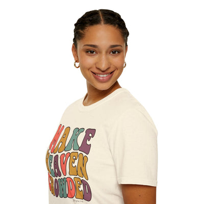 Make Heaven Crowded Shirt — Retro Groovy Christian Tee in Natural
