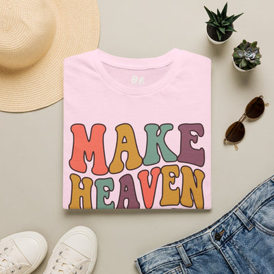 Make Heaven Crowded Shirt — Retro Groovy Christian Tee in Light Pink