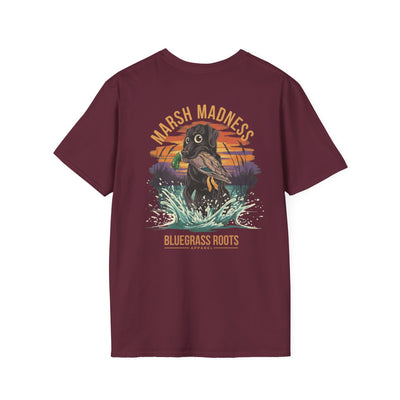 Marsh Madness Duck Hunting Dog & Mallard T-Shirt - cotton graphic tee folded display by Bluegrass Gifts