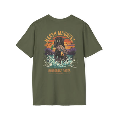 Marsh Madness Duck Hunting Dog & Mallard T-Shirt - graphic tee available colors lineup by Bluegrass Gifts