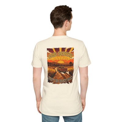 Mens Country Shirt — "Gone Country. Won't Be Right Back." in Natural