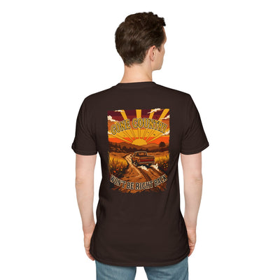 Mens Country Shirt — "Gone Country. Won't Be Right Back." in Dark Chocolate