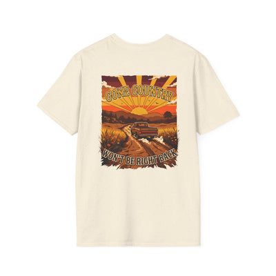 Mens Country Shirt — "Gone Country. Won't Be Right Back." in Natural