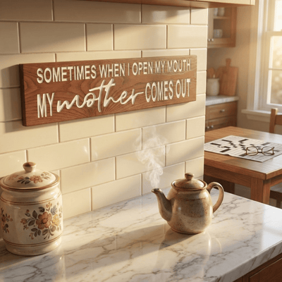 carved-vs-vinyl-wood-sign-comparison - my mother comes out carved wood sign by Bluegrass Gifts, handmade in Kentucky