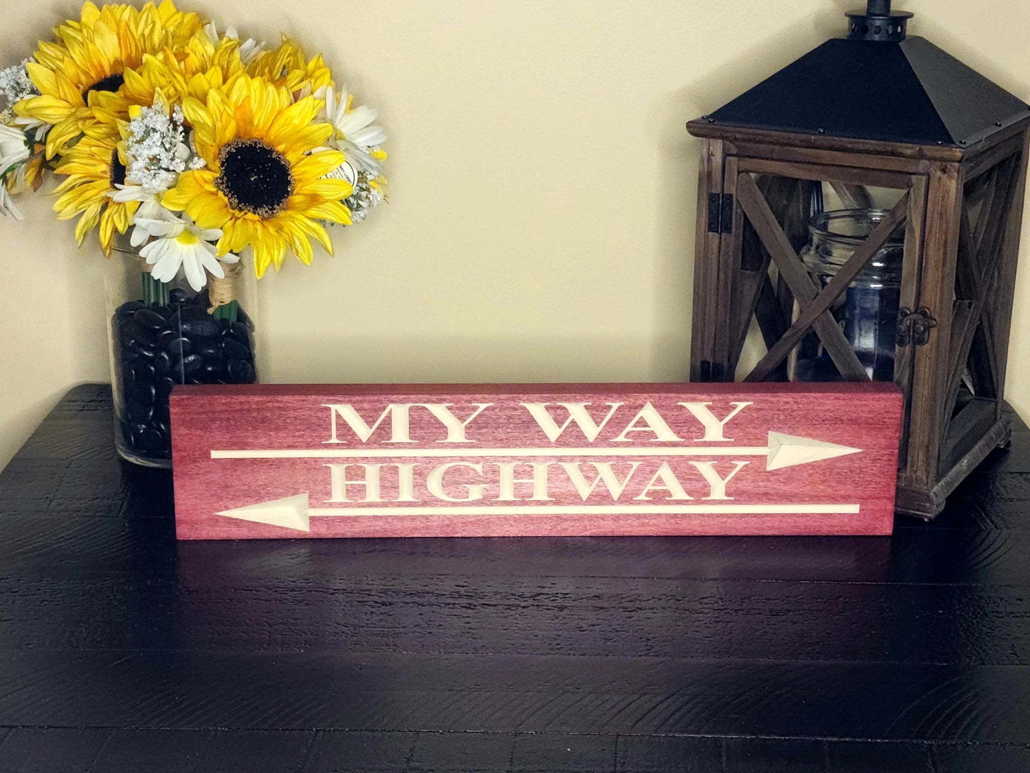 my way or the highway wood sign - man cave sign - CNC-carved by Bluegrass Gifts