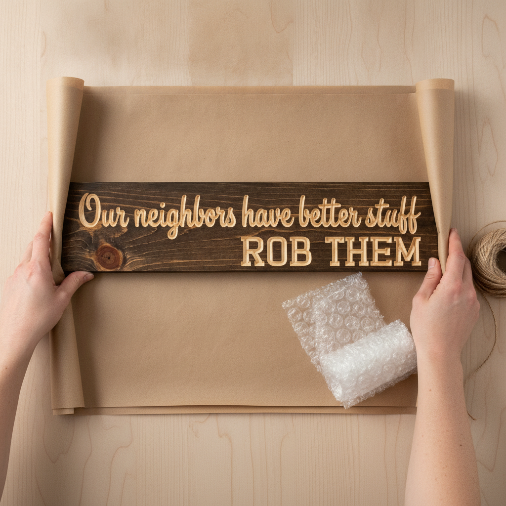 Funny Neighbor Sign — Our Neighbors Have Better Stuff — gift-ready packaging — Bluegrass Gifts