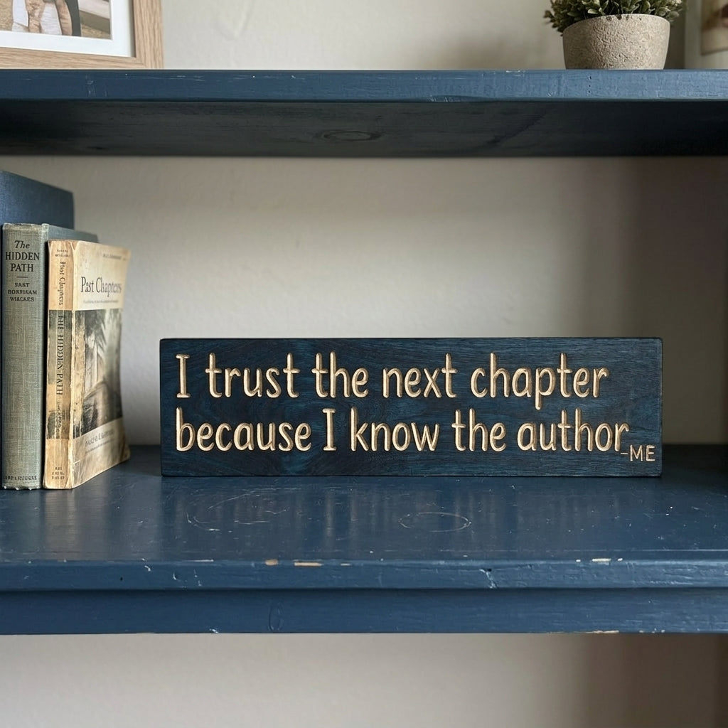 New Beginnings Sign — I Trust the Next Chapter | Carved