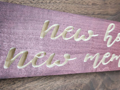 new home new memories wood sign - housewarming gift sign - CNC-carved by Bluegrass Gifts