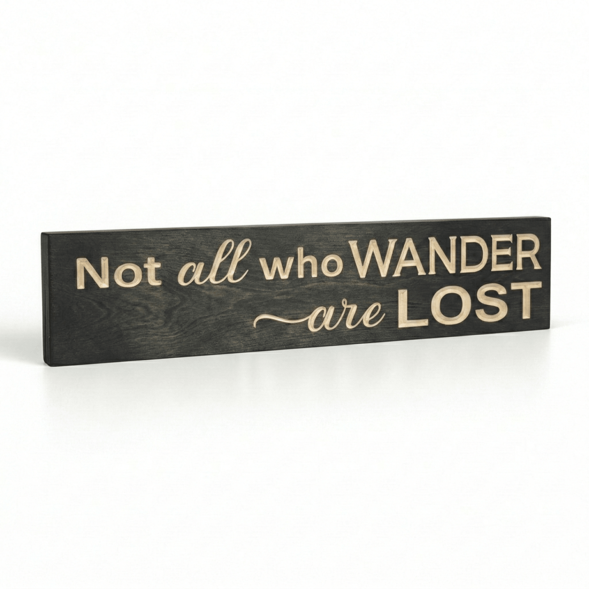 custom-wood-finishes-wander-lost-signs - not all who wander are lost wood sign by Bluegrass Gifts, handmade in Kentucky