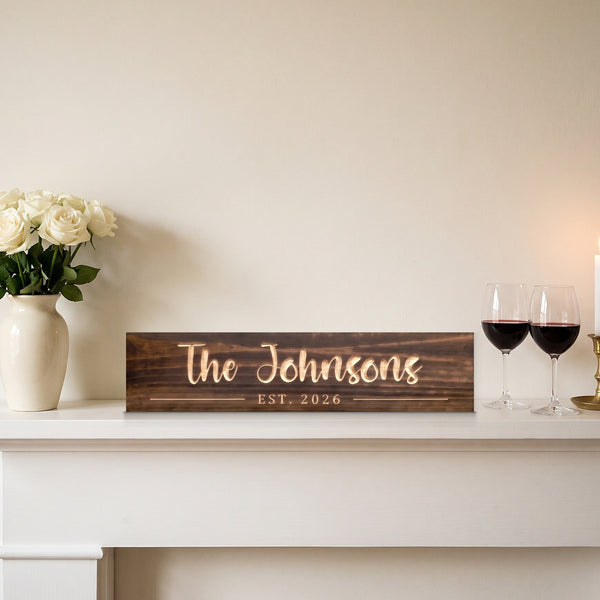 Personalized Family Name Sign — Carved Last Name & Est. Year
