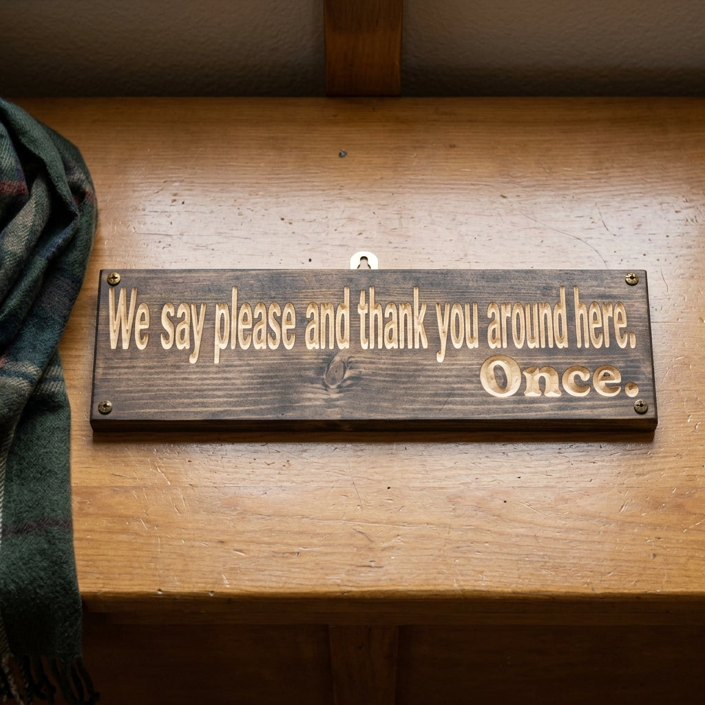 House Rules Sign — We Say Please And Thank You. Once.
