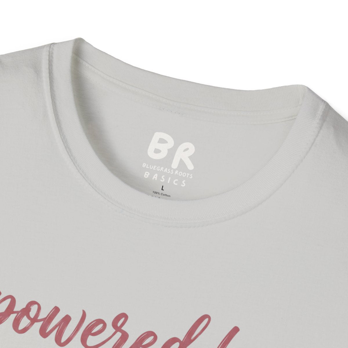 Prayer Shirt — "Powered by Prayer" Varsity Patch Tee in Ice Grey