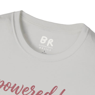 Prayer Shirt — "Powered by Prayer" Varsity Patch Tee in Ice Grey