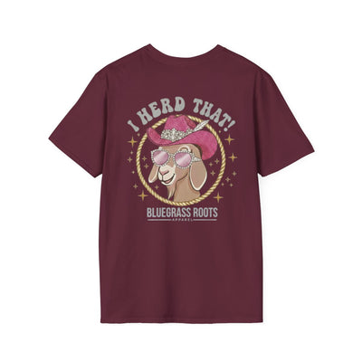 Punchy Shirt — "I Herd That!" Glam Goat Western Boho Tee in Maroon