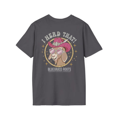 Punchy Shirt — "I Herd That!" Glam Goat Western Boho Tee in Charcoal