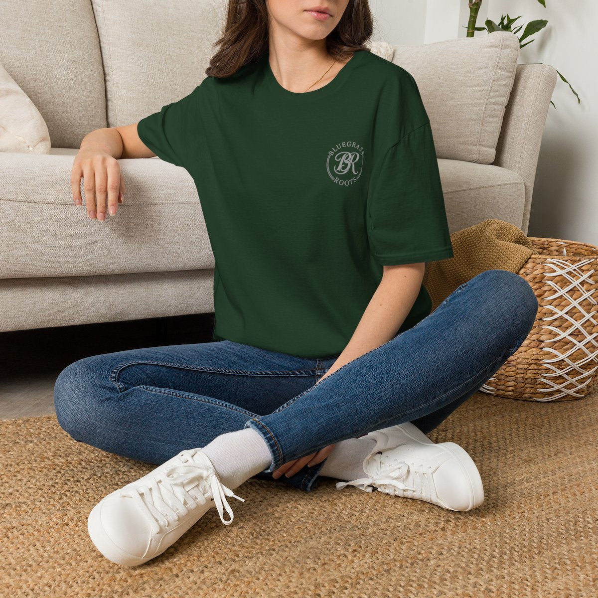 Punchy Shirt — "I Herd That!" Glam Goat Western Boho Tee in Forest Green